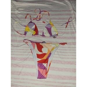 NWOT Cheeky, tropical colored Bikini and cover up medium